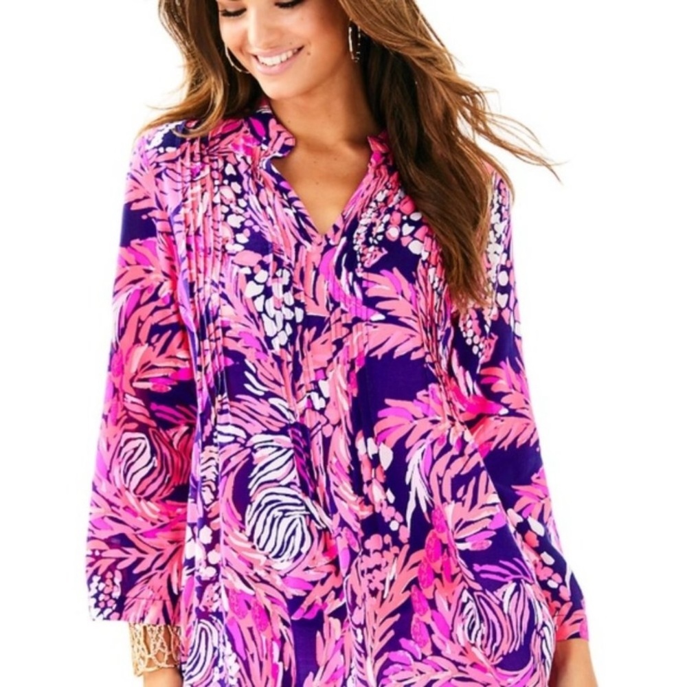 Lilly Pulitzer Sarasota Tunic In Bright Navy A Jungle In Here S